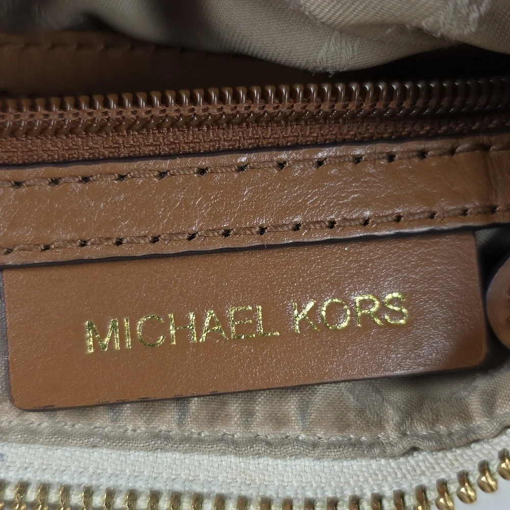 MICHAEL KORS VANILLA TAN‎ LOGO BAG LEXINGTON CROSSBODY SHOULDER PURSE GUC - Picture 8 of 16